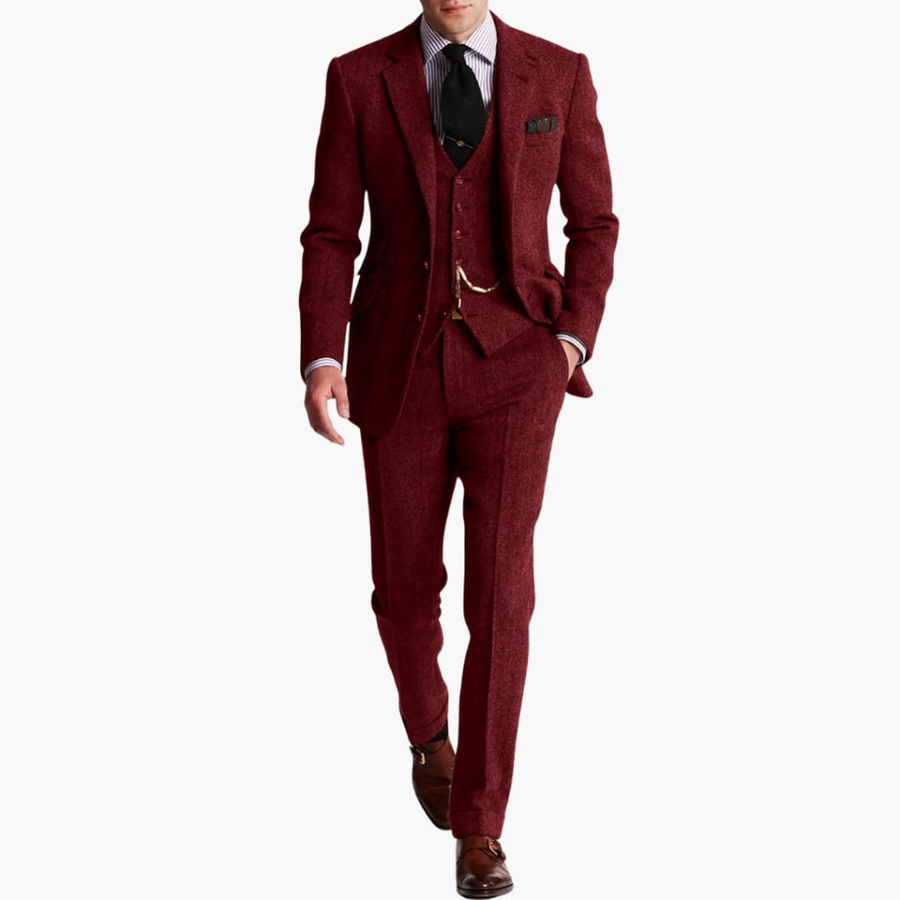 Men’s 3-Piece Formal Suit – Blazer Vest Trousers Set for Business & Weddings