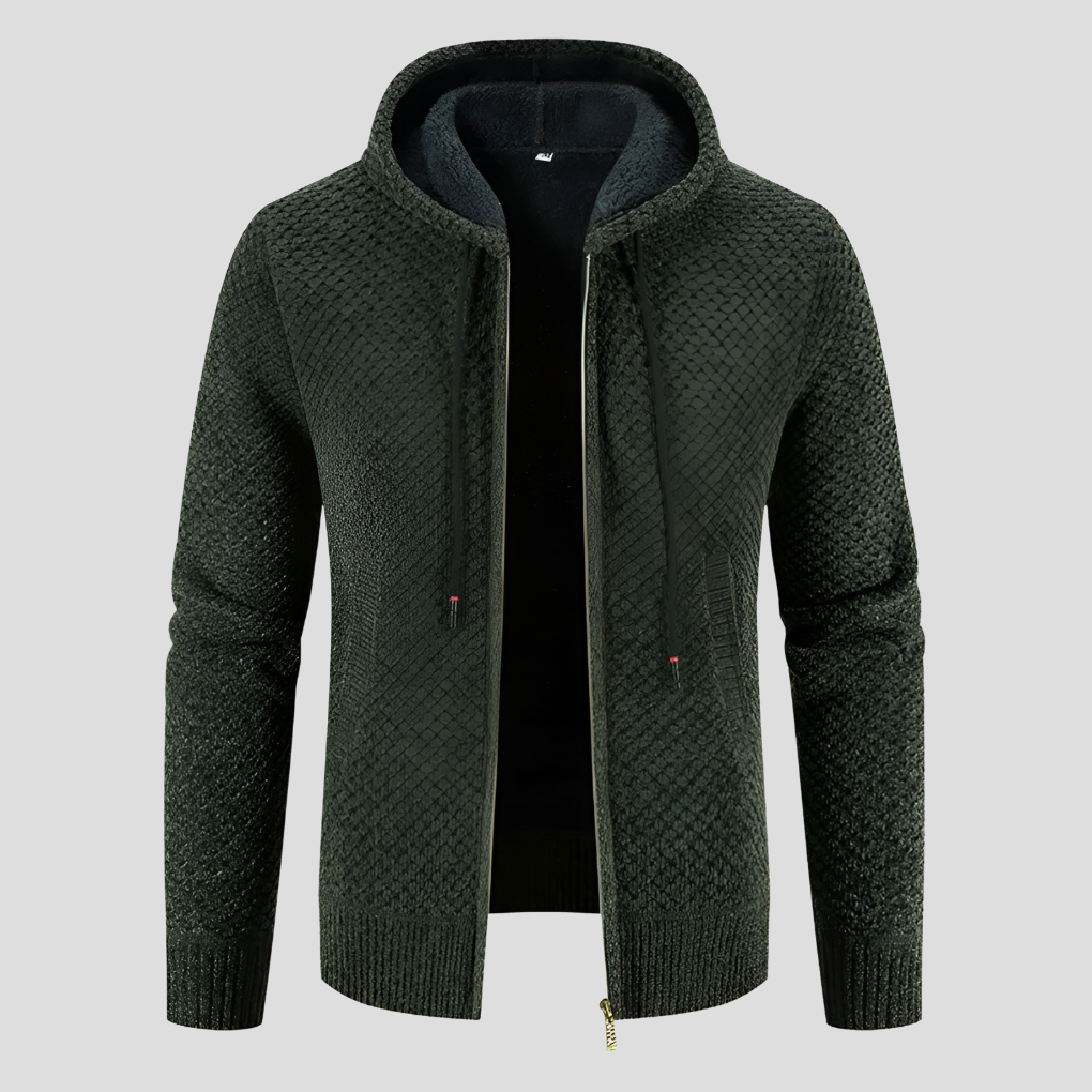 Men's Stylish Knit Cardigan - Warm Fleece-Lined Interior