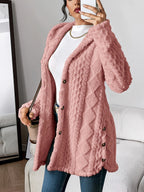 Les Odettes Adriana™ plush hooded cardigan with cozy fabric, featuring a soft hood and relaxed fit, perfect for comfortable casual wear.