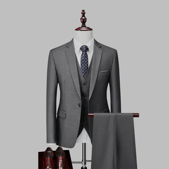 Men’s Black Three Piece Suit – Tailored Formal Blazer Vest and Trousers