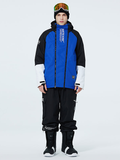 Men's Les Odettes snowboard suit with winter impression zip design, insulated for warmth and snow protection.