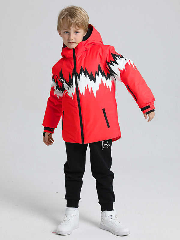 Kids' Les Odettes Phibee Lightning Duck Down Snow Jacket for boys and girls, featuring a vibrant design and insulated winter warmth.