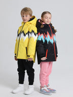 Kids' snow jackets by Les Odettes, Boy & Girl's Phibee Lightning Duck Down Snow Jacket in vibrant colors, insulated for winter warmth.