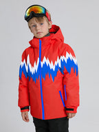 Kids boys and girls Phibee Lightning Duck Down snow jacket by Les Odettes, featuring a bright color and insulated winter design.