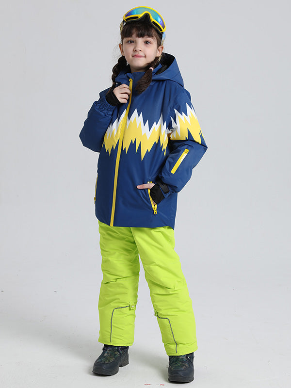 Kids boys and girls Les Odettes Phibee Lightning duck down snow jacket, insulated winter coat with hood and snow-resistant design.