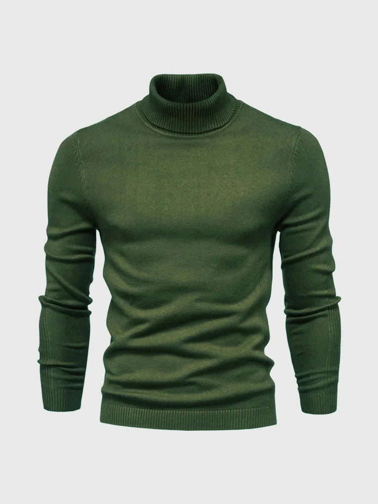 Men's Soft Cotton Turtleneck Sweater - Breathable All-Season Knit