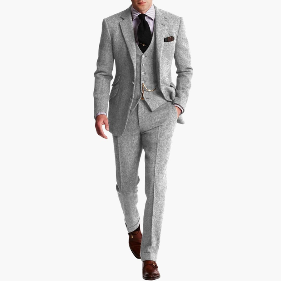 Men’s 3-Piece Formal Suit – Blazer Vest Trousers Set for Business & Weddings