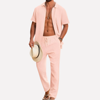 Men’s 2-Piece Beach Suit – Short Sleeve Shirt and Loose Pants Set