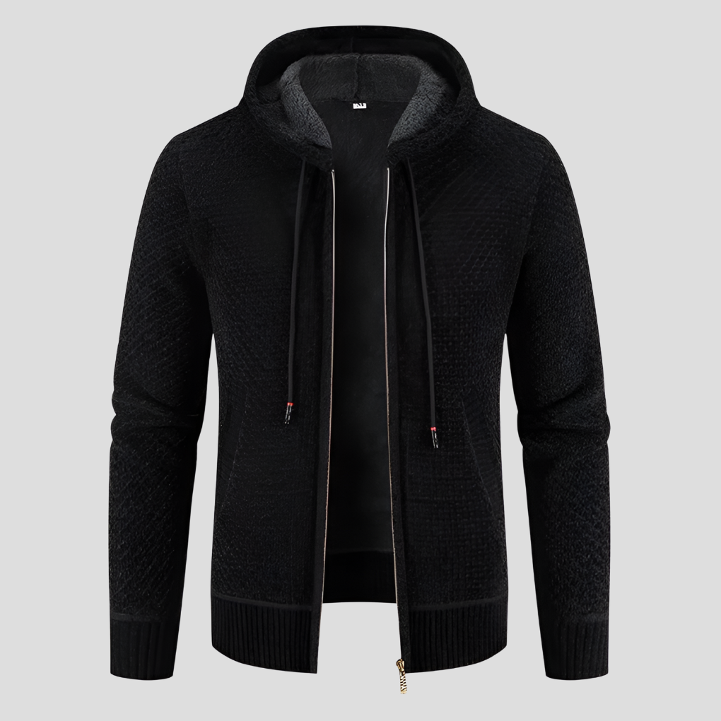 Men's Stylish Knit Cardigan - Warm Fleece-Lined Interior