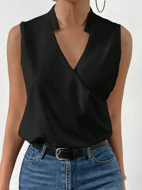Women’s Sleeveless V-Neck Lightweight Relaxed Fit Blouse Top