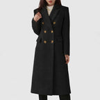 Les Odettes Ziva™ cozy overcoat displayed on a model, featuring a stylish, warm outerwear design perfect for cold weather.