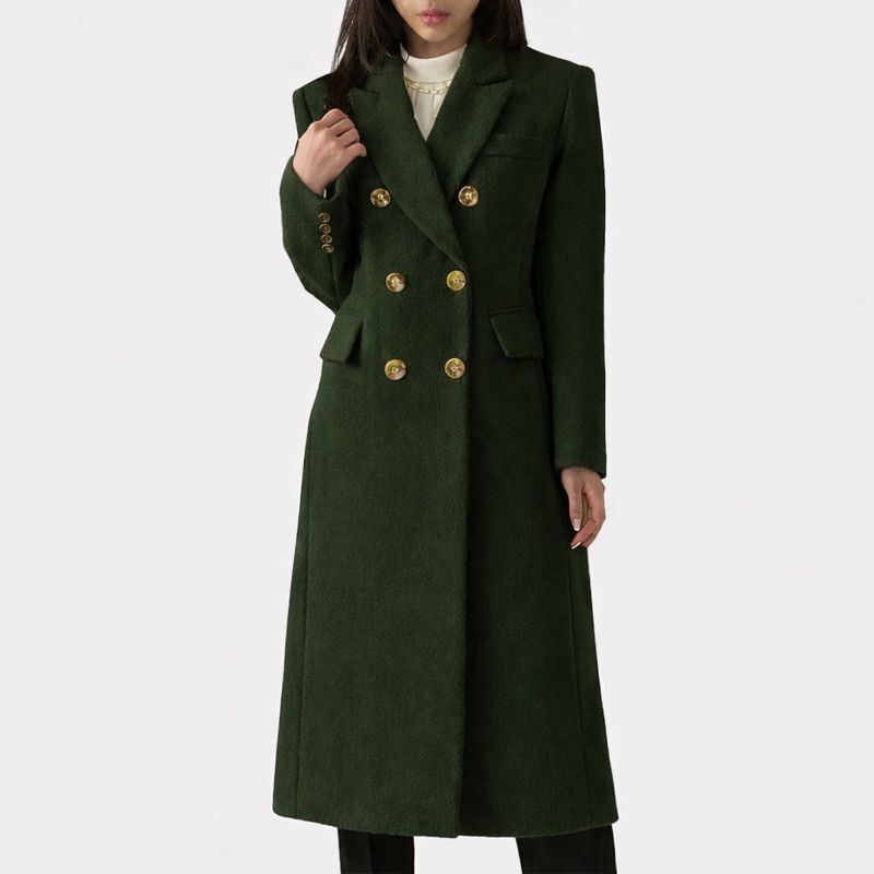 Ziva™ cozy overcoat by Les Odettes, displayed in a stylish outdoor setting, showcasing its warm, soft fabric and elegant design.