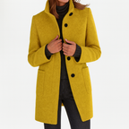 Camila™ Les Odettes women's timeless coat in neutral fabric, featuring a classic tailored fit and elegant collar detail.