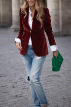Elegant velvet blazer by Les Odettes, Carole™ in rich, deep color with tailored fit and classic lapel design.