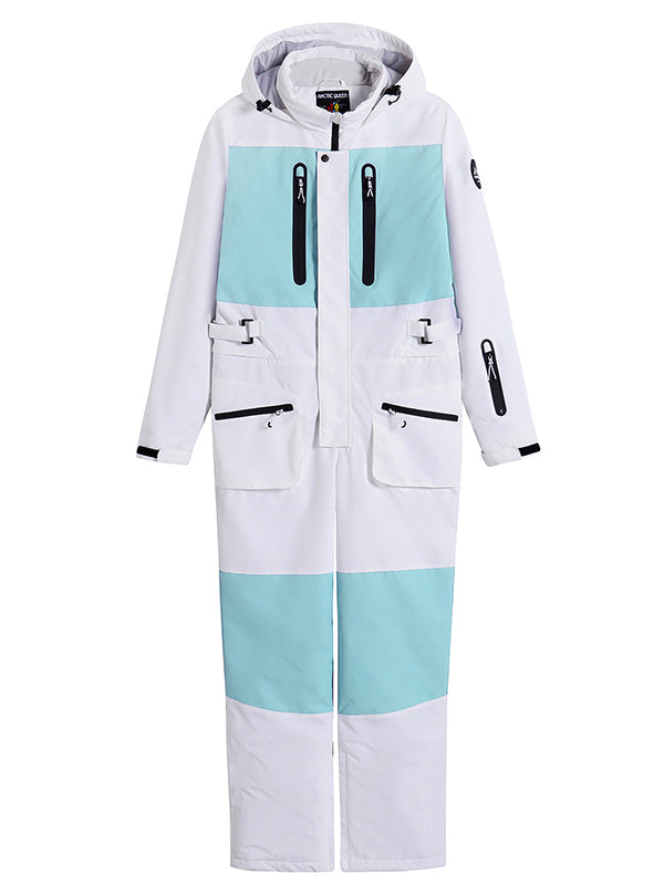 Women's Arctic Queen Slope Star Icon ski suit by Les Odettes, winter snow jumpsuit, one-piece with star icon design.