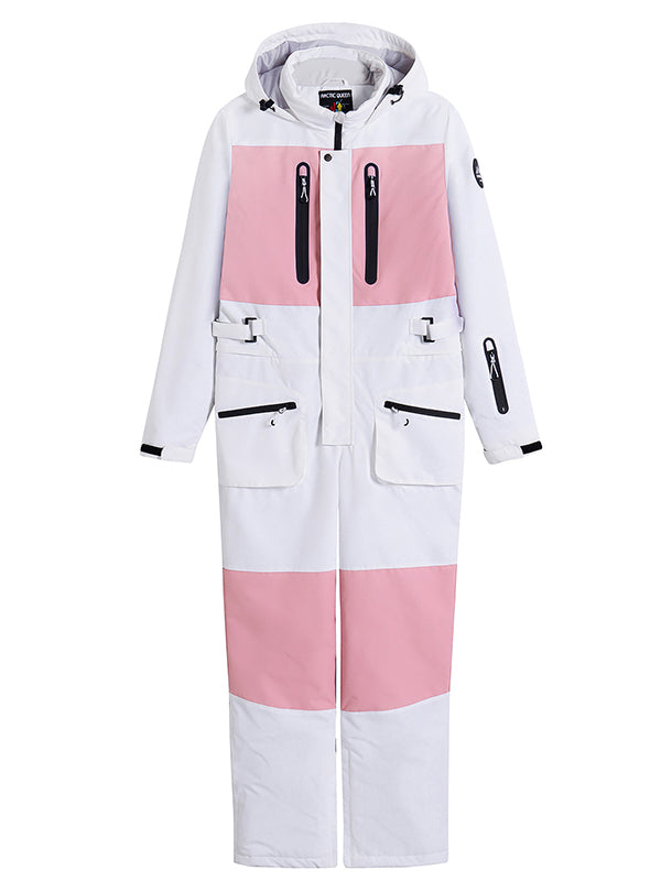 Women's Arctic Queen Slope Star Icon ski suit by Les Odettes, winter snow jumpsuit, one-piece with star design and insulated fabric.