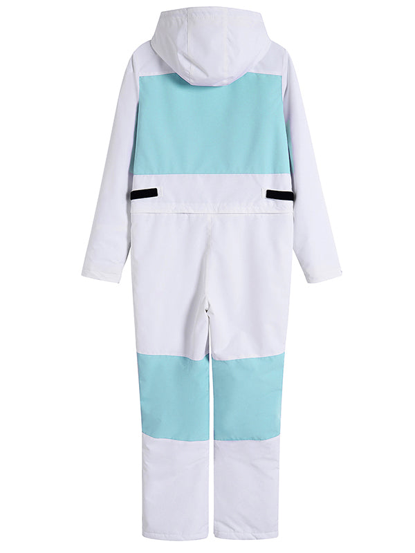 Women's Arctic Queen Slope Star Icon ski suit by Les Odettes, a one-piece winter snow jumpsuit in black and white with star details.