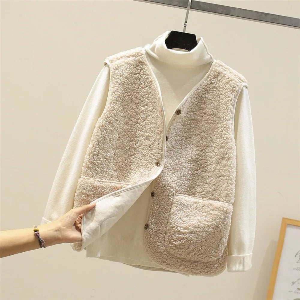 Les Odettes Celeste™ soft comfort vest shown in light fabric, featuring a relaxed fit and subtle stitching details.