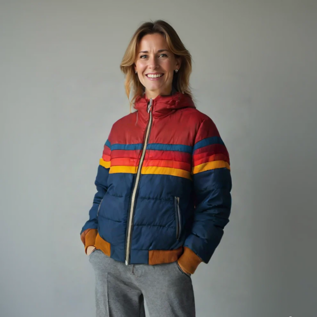 Les Odettes Freya™ Retro Zip Jacket, stylish coat with a front zipper, designed for a vintage-inspired look and comfortable fit.