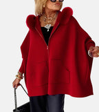 Les Odettes Irene™ casual hooded coat in neutral fabric, featuring a relaxed fit and hood for versatile outdoor wear.