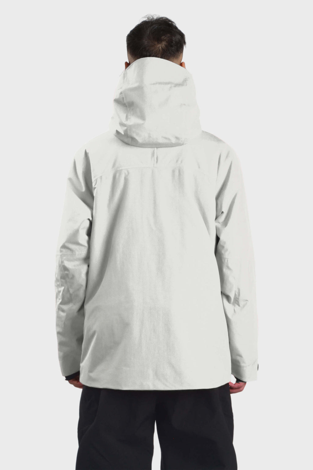 Men's camouflage snow jacket by Les Odettes featuring face venting, multiple pockets, and waterproof design for winter outdoor activities.