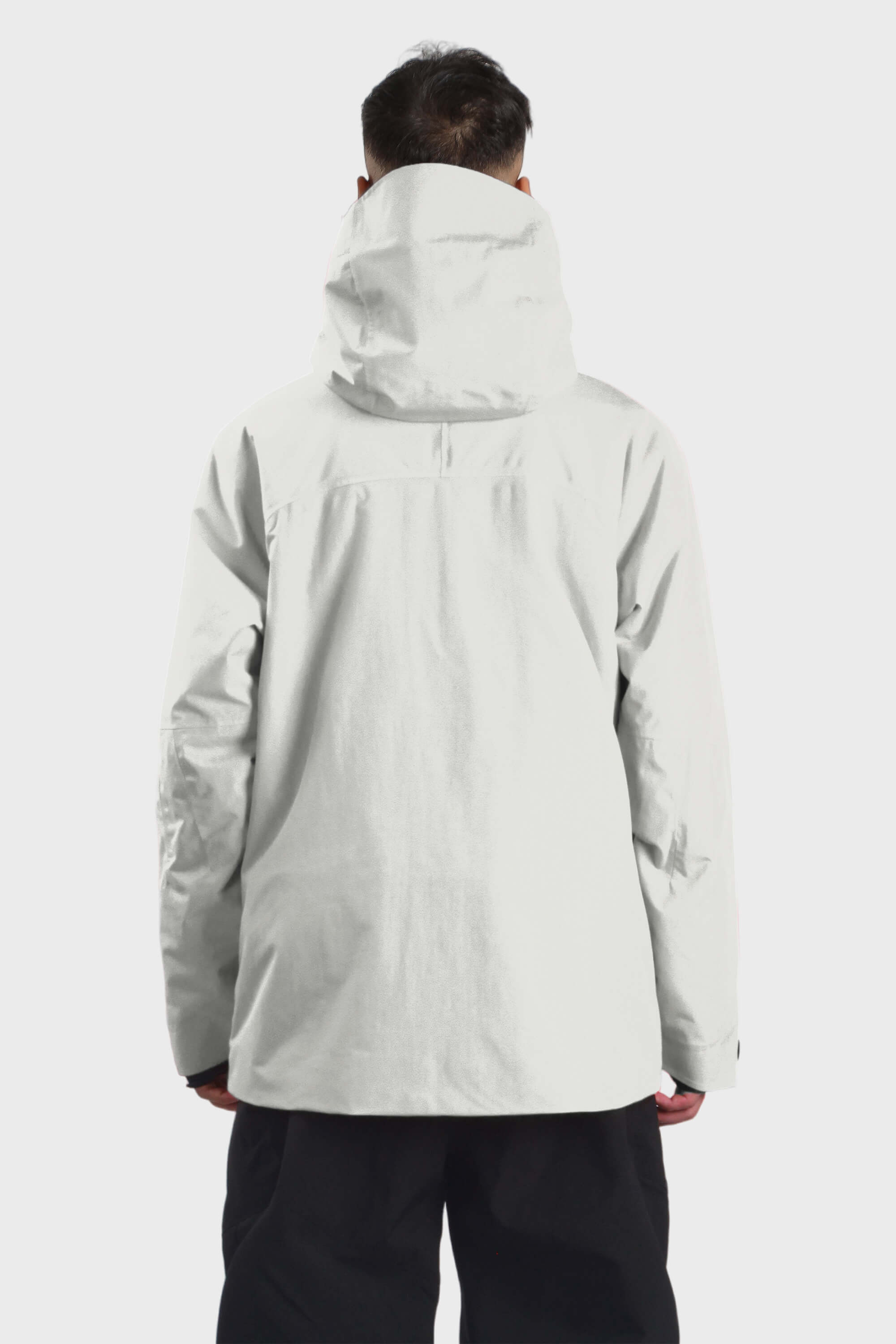 Men's camouflage snow jacket by Les Odettes featuring face venting, multiple pockets, and waterproof design for winter outdoor activities.