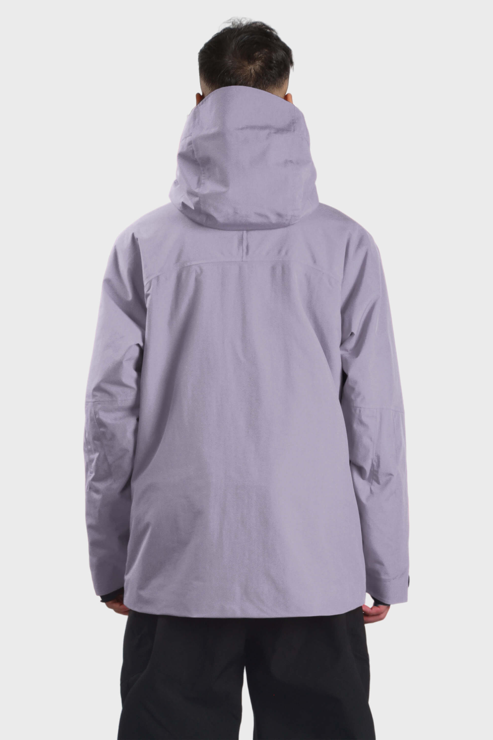 Men's camouflage snow jacket by Les Odettes with face vent, multiple pockets, fully waterproof, designed for winter outdoor activities.