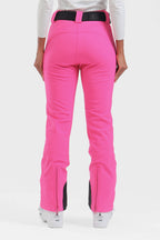 Women's black slim fit fleece-lined ski pants by Les Odettes, showing the fitted design and ski-ready fabric.