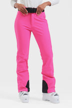 Black women's slim fit fleece-lined ski pants by Les Odettes, showing the tapered fit and winter-ready material.