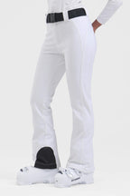 Women's black wearable slim fit fleece-lined ski pants by Les Odettes, showing the fitted design and cozy fleece interior.
