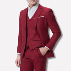 Men’s Slim Fit 3-Piece Suit – Blazer Waistcoat Trousers Formal Set