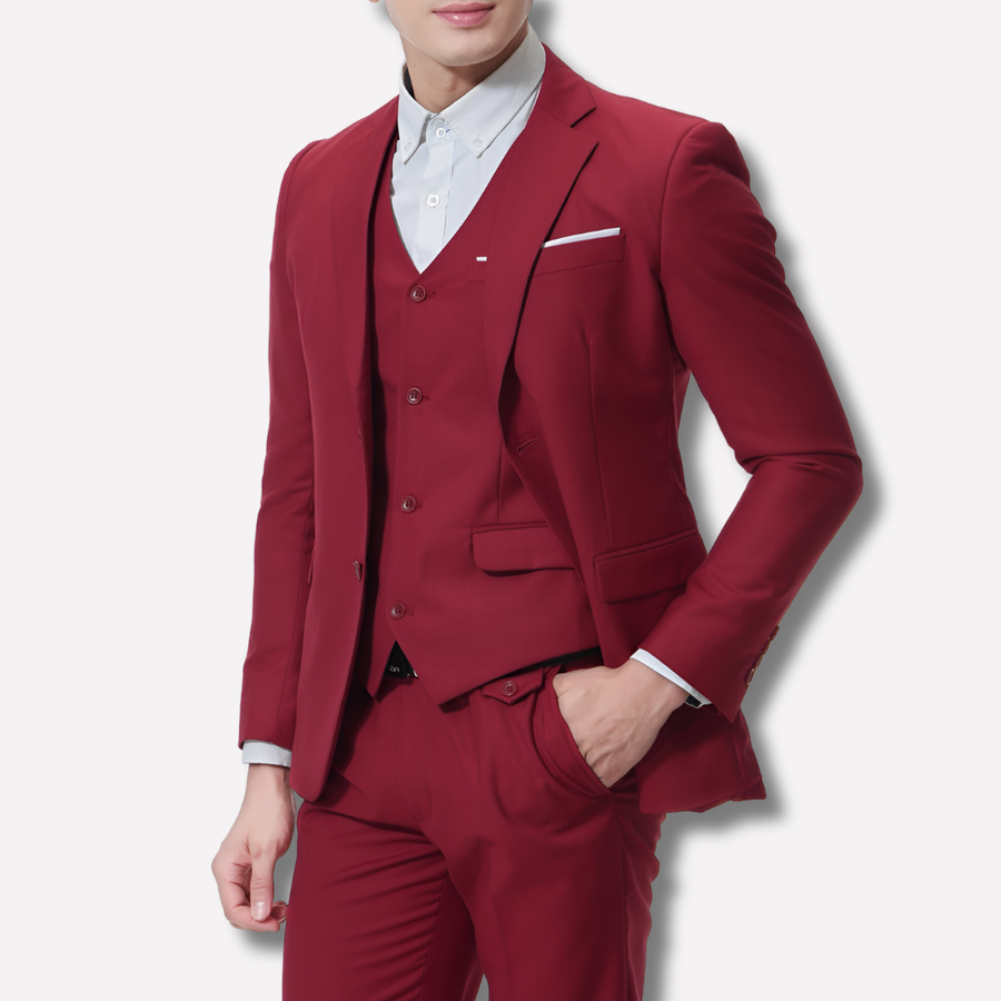 Men’s Slim Fit 3-Piece Suit – Blazer Waistcoat Trousers Formal Set