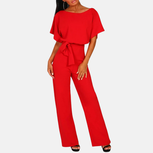 Elegant Wide Leg Summer Jumpsuit for Women with Short Sleeves