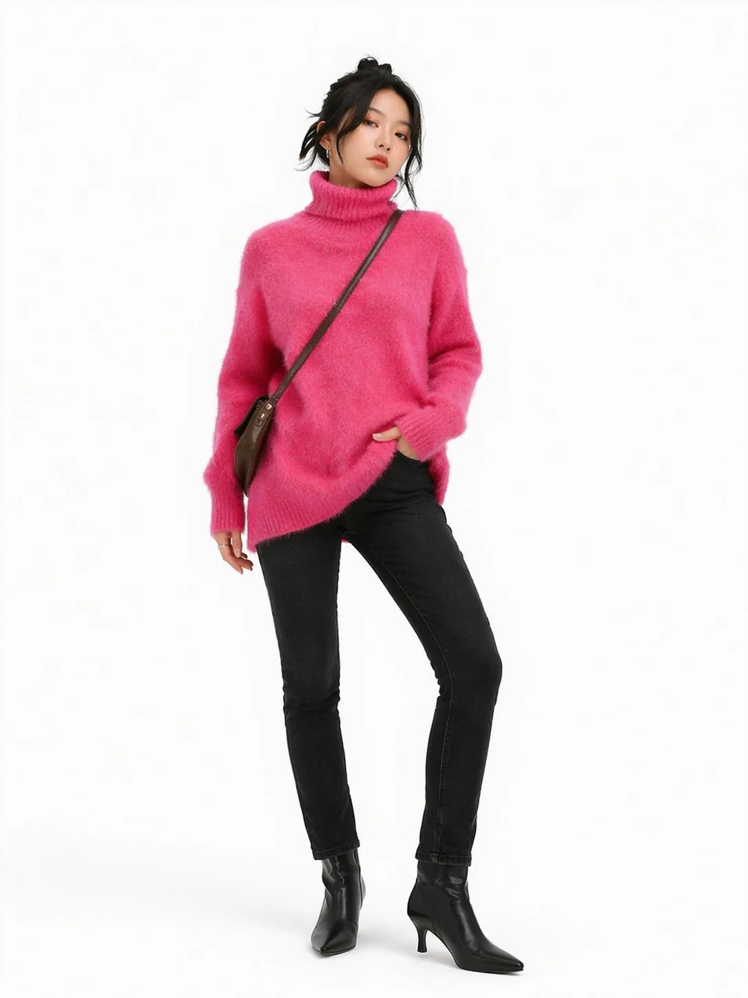 Women’s Mohair Turtleneck Sweater – Warm & Relaxed Fit