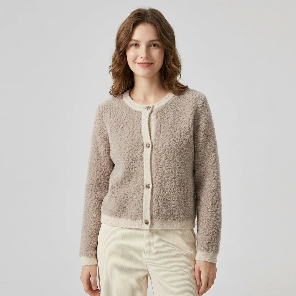 Women’s Teddy Knit Button Cardigan – Textured Relaxed Fit