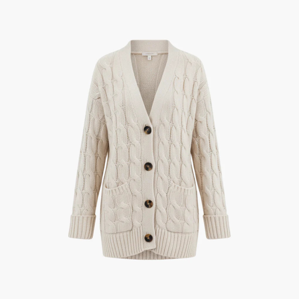 Women’s Cable Knit Button Cardigan with Pockets