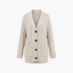 Women’s Cable Knit Button Cardigan with Pockets