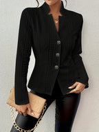 Les Odettes Margaret™ tailored elegant blazer jacket with structured fit and classic design, shown on a model.