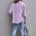 Olivia wearing the Les Odettes Tricia vintage-inspired denim jacket with classic design and detailed stitching.