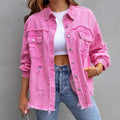 Olivia wears the Tricia vintage-inspired denim jacket by Les Odettes, featuring classic design and distressed details.