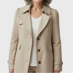 Les Odettes Merivel™ Everyday Rain Coat in waterproof fabric, shown in a stylish, classic design with a hood and button closures.
