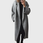Elda™ Cosy Longline Overcoat by Les Odettes, shown in a soft fabric with a tailored fit and long silhouette.