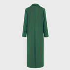 Longline winter trench coat by Les Odettes, featuring a stylish design with a belted waist and classic collar in a neutral color.