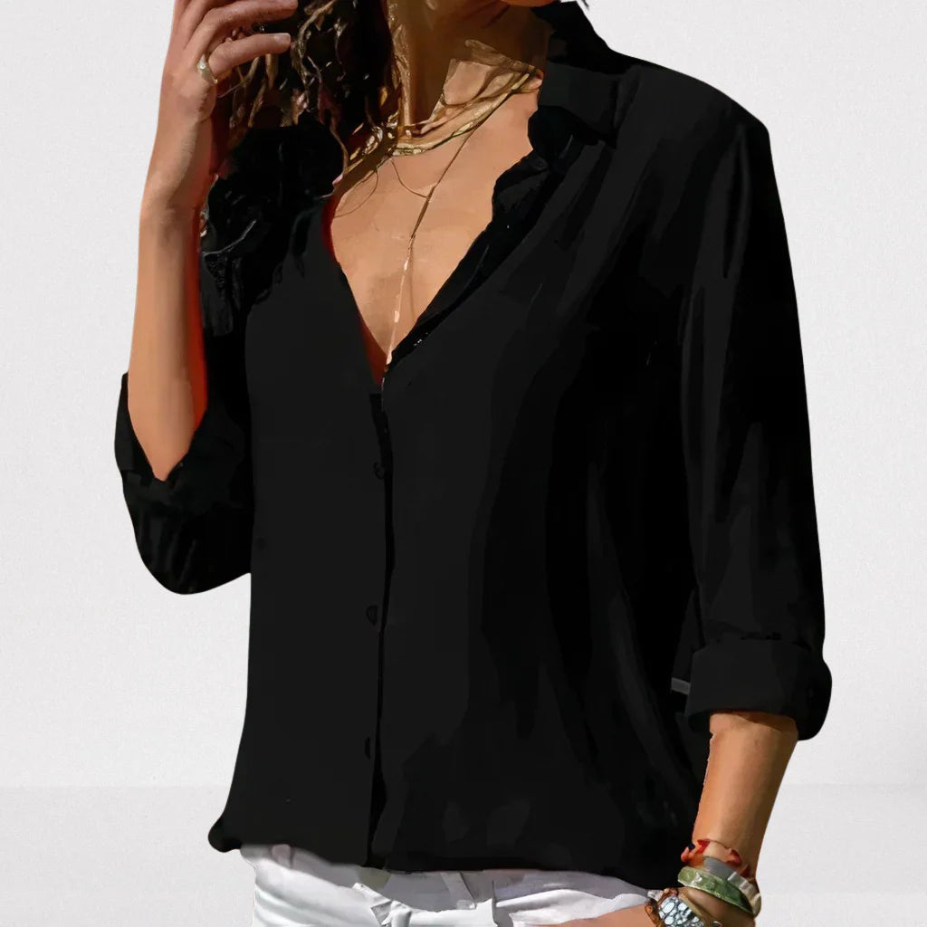 Women’s Chiffon Lightweight Long Sleeve Relaxed Fit Blouse Top