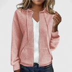 Olivia™ elegant cardigan by Les Odettes, soft knit fabric with a classic open-front design and long sleeves, in a neutral color.