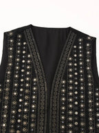 Celestia™ sequin pattern boho vest by Les Odettes, showcasing a stylish vest with shimmering sequin details and a relaxed bohemian fit.