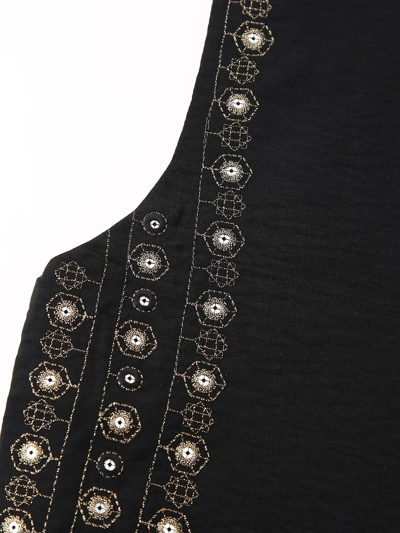 Les Odettes Celestia™ boho vest with sequin pattern, featuring vibrant colors and flowy design, perfect for bohemian style outfits.