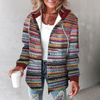 Les Odettes Carmen checkered lined cardigan for women, featuring a cozy knit with a checkered pattern and button closure.