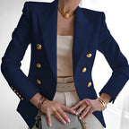 Les Odettes Monroe women's double-breasted blazer with gold buttons, tailored fit, in a classic professional style.