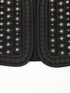 Les Odettes Celestia™ sequin pattern boho vest with flowing fabric and intricate design, perfect for stylish bohemian outfits.